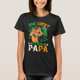 T-shirt Mens One Lucky Dog Papa Funny Pitbull Papa St Patr