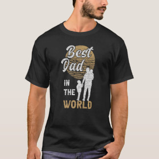 T-shirt Mens Papa 2 enfants Meilleur papa dans le monde Pa