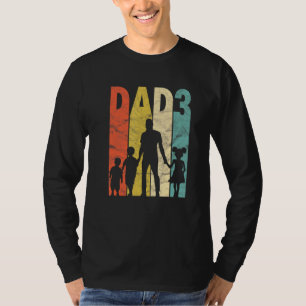 T-shirt Mens Papa 3 Enfants Fête des pères 2 Fils 1 Fille 