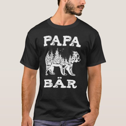 T-shirt Mens Papa Bear Forest Design (Devant)