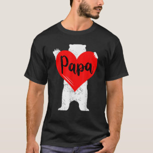 T-shirt Mens Papa Bear Hugs Big Red Heart Saint Valentin