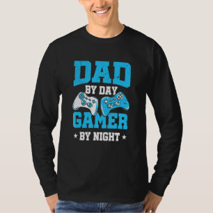 T-shirt Mens Papa By Day Gamer By Night Gaming Daddy Vidéo