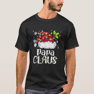 T-shirt Mens Papa Claus Santa Hat Noël Lumière Noël Fam