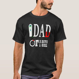 T-shirt Mens Papa De 2 Garçons 1 Fille Père Ou Grand-Père