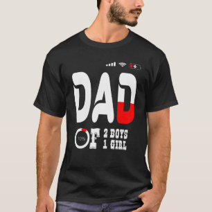 T-shirt Mens Papa De 2 Garçons 1 Fille Père Ou Grand-Père