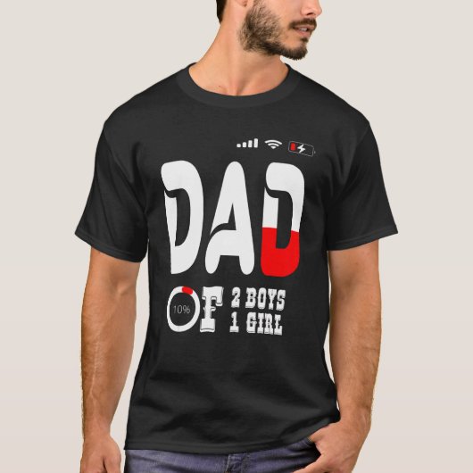 T-shirt Mens Papa De 2 Garçons 1 Fille Père Ou Grand-Père (Devant)