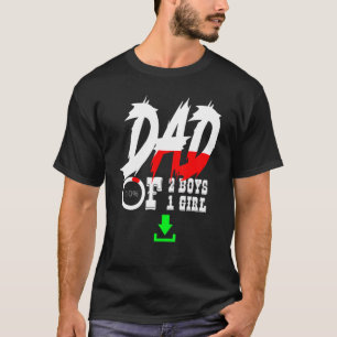 T-shirt Mens Papa De 2 Garçons 1 Fille Père Ou Grand-Père
