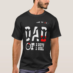 T-shirt Mens Papa De 2 Garçons 1 Fille Père Ou Grand-Père