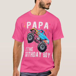 T-shirt Mens Papa De L'Anniversaire Garçon Monster Camion 