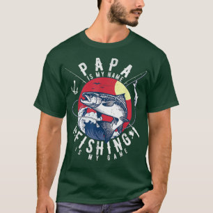 T-shirt Mens Papa Est Mon Nom Pêche Est Mon Jeu Pêcheur 