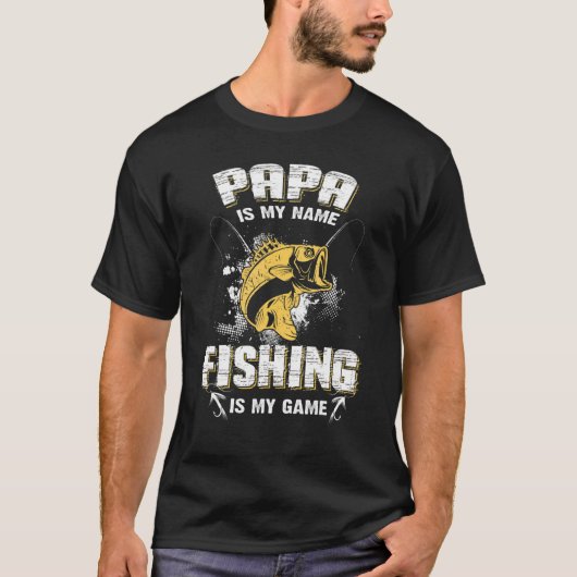 T-shirt Mens Papa est mon nom Pêche est mon jeu Père (Devant)