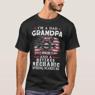 T-shirt Mens Papa Grand-Père Mécanicien retraité Rien N'A