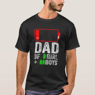 T-shirt Mens Papa Of 1 Girl 2 Boys Du Fils Fille Père