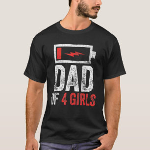 T-shirt Mens Papa Of 4 Girls Don de la fille Père's Da
