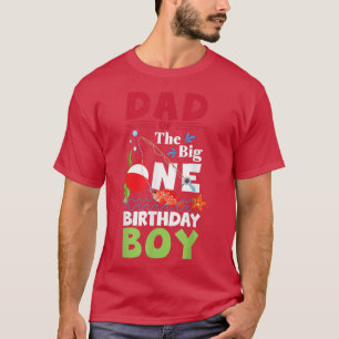 T-shirt Mens Papa Of The Big One Birthday Boy Fishing 1st