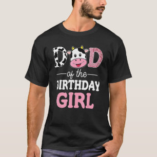 T-shirt Mens Papa Of The Birthday Girl Farm Cow Daddy Papa