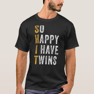 T-shirt Mens Papa Of Twins Si Heureux J'ai des jumeaux Pèr