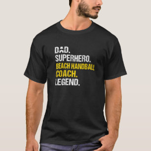 T-shirt Mens Papa Superhero Beach Handball Coach Premium