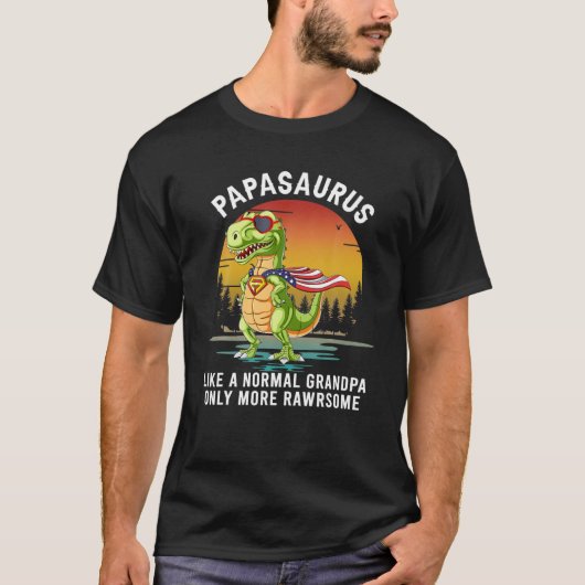 T-shirt Mens Papasaurus Comme Un Grand-Père Normal Seuleme (Devant)