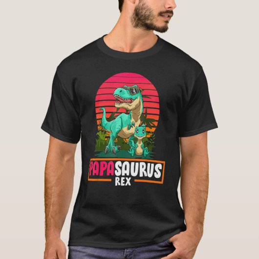 T-shirt Mens Papasaurus Dadasaurus Cool Dinosaur Papa Fils (Devant)