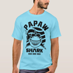 T-shirt Mens Papaw Shark Père grand-père Cadeau