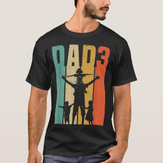 T-shirt Mens Père de 3 Papa 3 Fête des pères