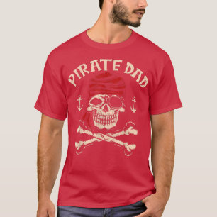 T-shirt Mens Pirate Papa Drôle Crâne Squelette Pirate Papa
