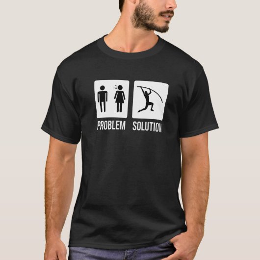 T-shirt Mens Pole Vault Vaulter Jump Problem Solution   (Devant)