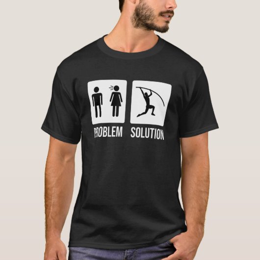 T-shirt Mens Pole Vault Vaulter Jump Problem Solution (Devant)