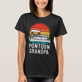 T-shirt Mens Pontoon Bateau Vintage Sunset Pontoon Grandpa