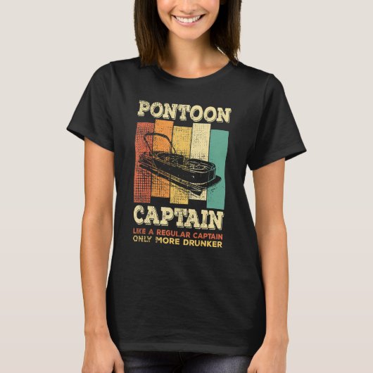 T-shirt Mens PONTOON BOAT CAPTAIN like a regular Captain (Devant)