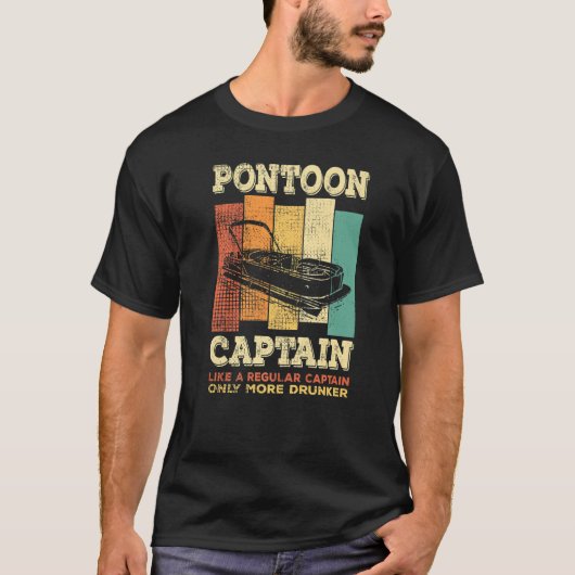 T-shirt Mens PONTOON BOAT CAPTAIN like a regular Captain (Devant)