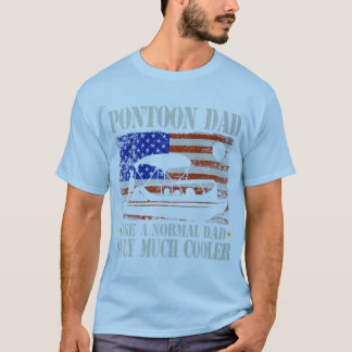 T-shirt Mens Pontoon Papa Bateau Drapeau Américain 4 juill