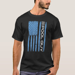T-shirt Mens Pool Guy Patriotique 4 juillet Drapeau 6