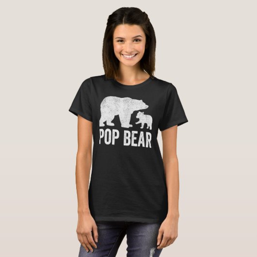 T-shirt Mens Pop Bear Fête des pères Grand-père Funny Bébé (Devant entier)
