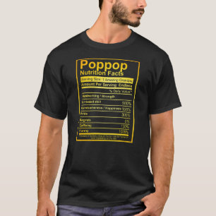 T-shirt Mens Poppop Nutrition Facts Fête des pères Drôl