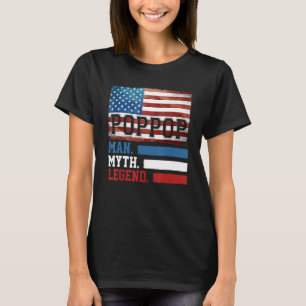T-shirt Mens Poppop The Man Myth Legend American Flag Flag