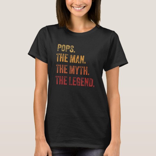 T-shirt Mens Pops The Man The Myth The Legend Retro Father (Devant)