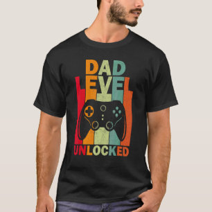 T-shirt Mens Pregnancy Announcement Dad Level Unlocked Soo