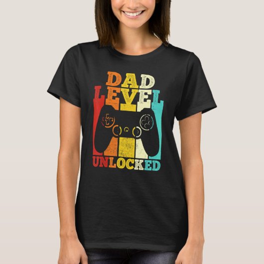 T-shirt Mens Pregnancy Announcement Dad Level Unlocked Soo (Devant)