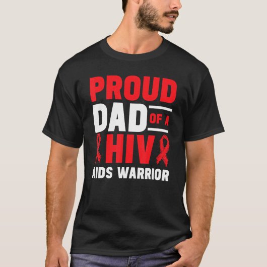T-shirt Mens Proud Dad Of A AIDS Warrior AIDS Awareness Re (Devant)