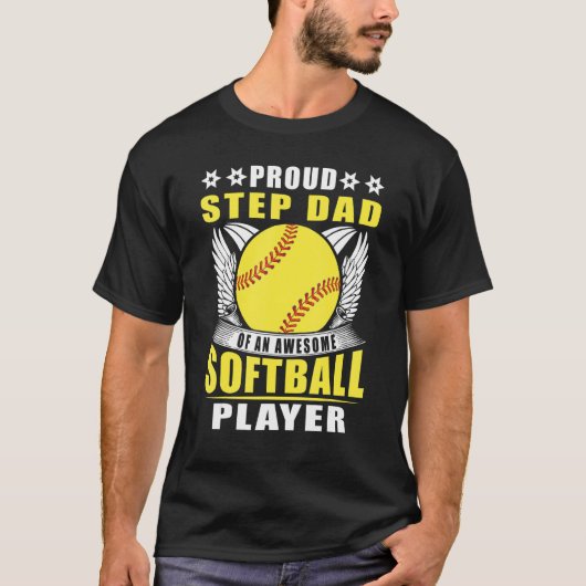 T-shirt Mens Proud Step dad Of An Awesome Softball Player (Devant)