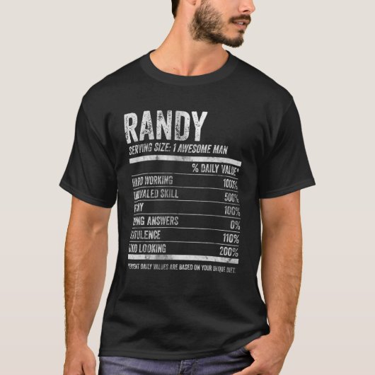 T-shirt Mens Randy Nutrition Personalized Funny Nom (Devant)