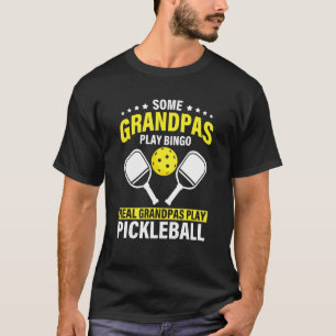T-shirt Mens Real Grandpas Jouer Pickleball Pickleball Gra