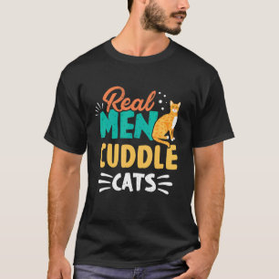 T-shirt Mens Real Homme Cuddle Chats Fête des pères Pour C
