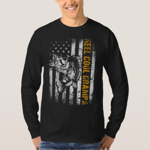 T-shirt Mens Reel Cool Grampa Drapeau Américain Père de pê