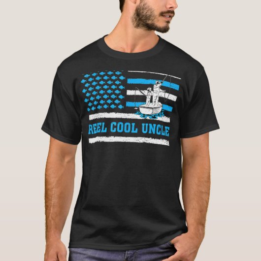 T-shirt Mens Reel Cool Oncle Usa Drapeau Pêche Uncle Père (Devant)