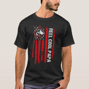 T-shirt Mens Reel Cool Papa American Flag Pêche Pères