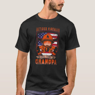T-shirt Mens Rétired Fireman Full Time Grandpa
