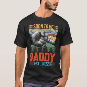 T-shirt Mens Retro Bientôt Être Papa Est 2022 Premier Papa